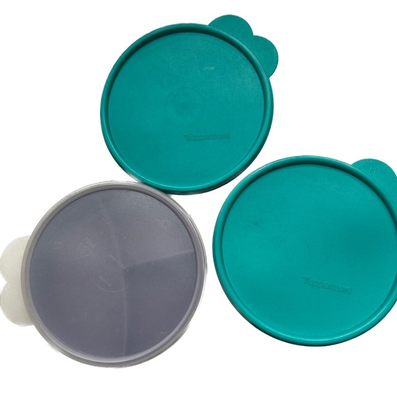 Lot of 3 Tupperware Munch Kids Divided Dish Bowls 2552A with Lids 6" Diameter - Picture 3 of 6